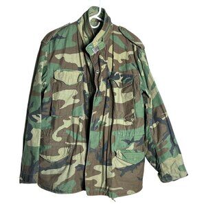 Vtg M65 Field Coat US Military Cold Weather Jacket Woodland Militaria Mens M-Reg